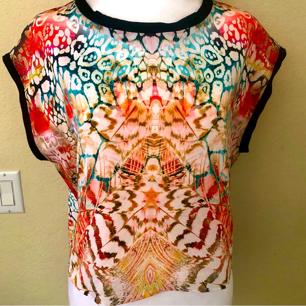 JOHANNE BECK silk crop top.Stunning colors. NWT sz S